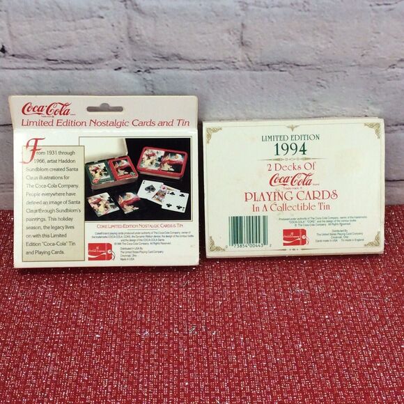 Vtg Coca-Cola Santa Claus Playing Cards in Tins Sealed Decks Nostalgia Christmas - Picture 12 of 12